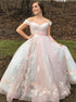 Ball Gown Off the Shoulder Tulle Appliques Prom Dress LBQ4198